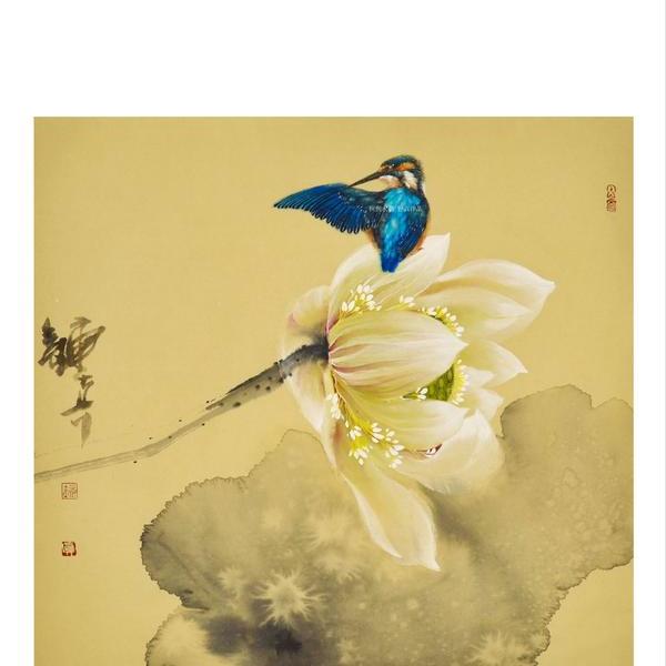 钟真-翠鸟&荷花