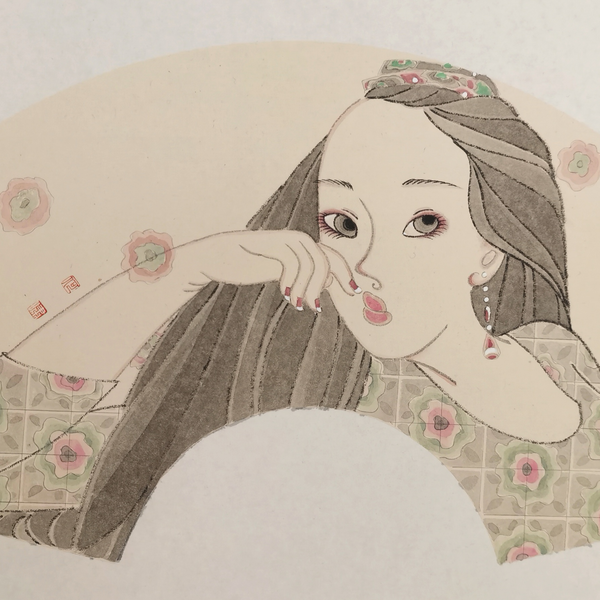 何风丽-工笔人物扇面