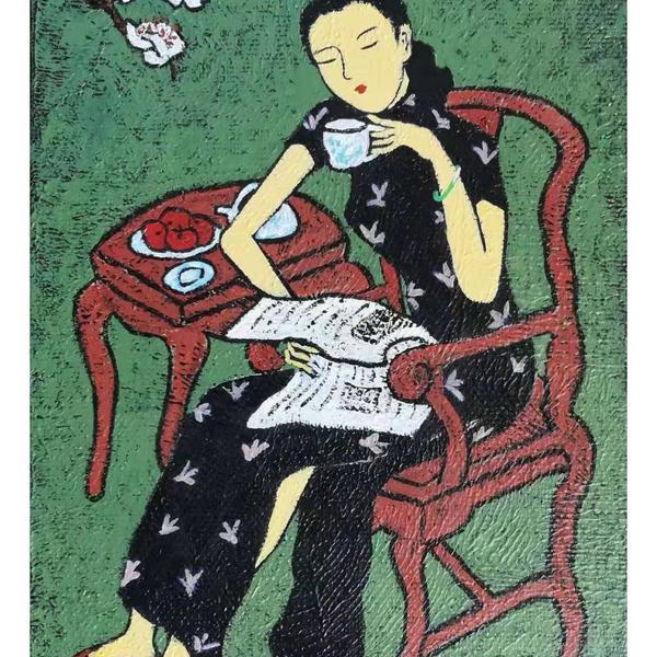 民国女子系列春讯收藏签名版画