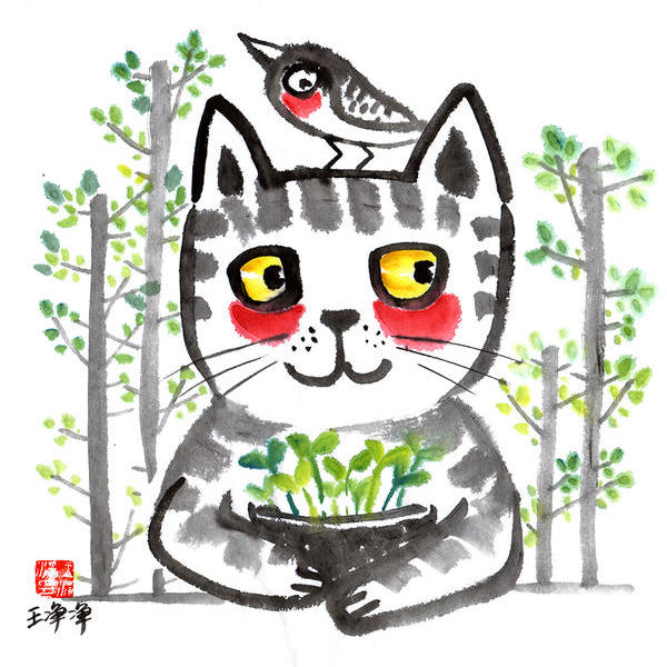 水墨花鸟画-其乐融融系列 - 王净净的作品 | artand - 与艺术家面对面